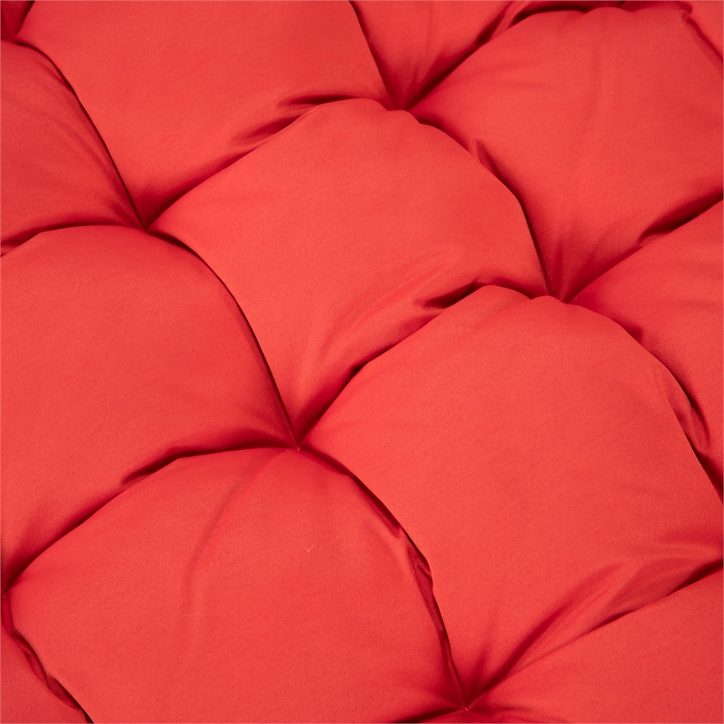 LeisureMod 2 Person Modern Upholstered Hanging Egg Swing Cushion in Red