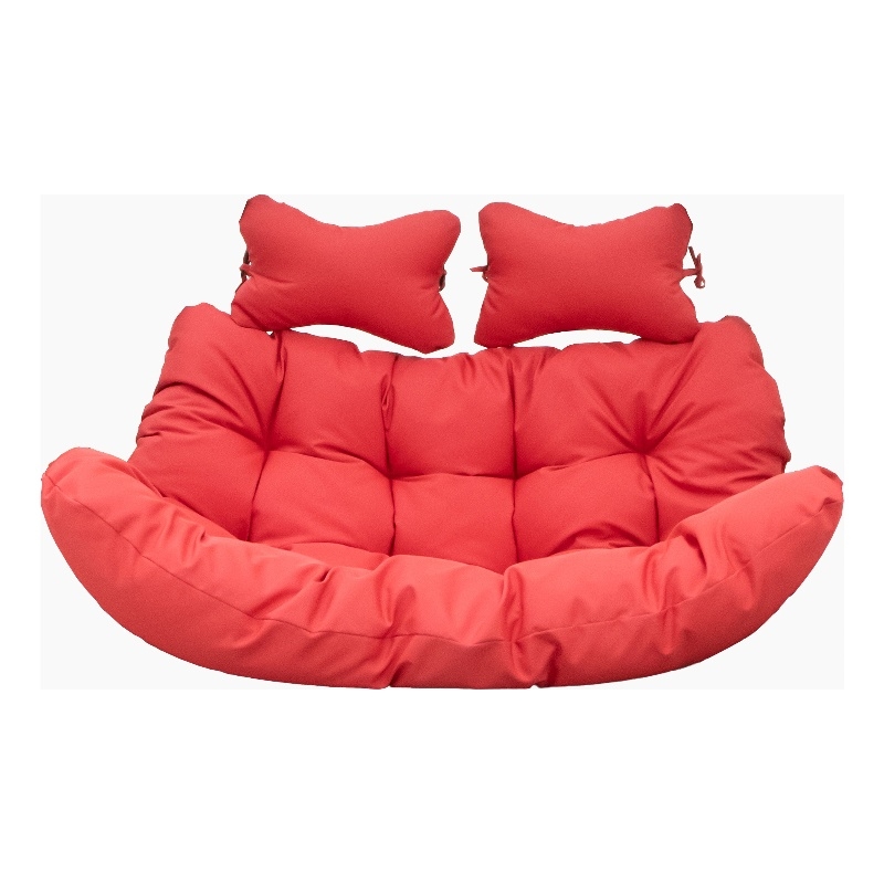 LeisureMod 2 Person Modern Upholstered Hanging Egg Swing Cushion in Red