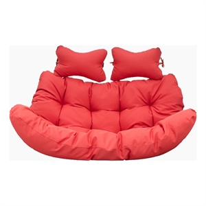 LeisureMod 2 Person Modern Upholstered Hanging Egg Swing Cushion in Red