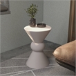 LeisureMod Fiberstone Side Table Round Accent End Table Echo Series in Cream