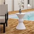 LeisureMod Fiberstone Side Table Round Accent End Table Echo Series in Cream
