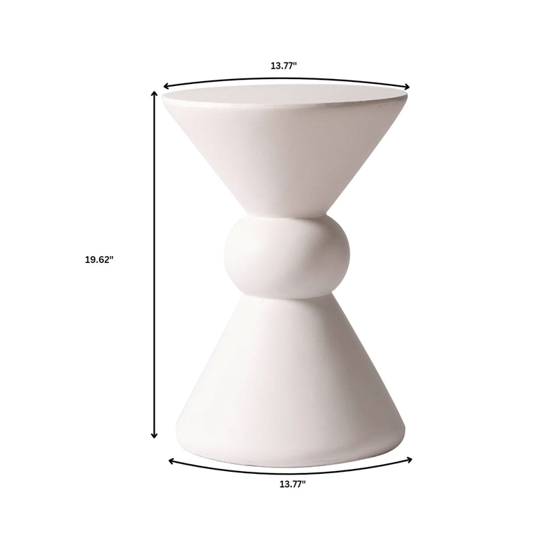 LeisureMod Fiberstone Side Table Round Accent End Table Echo Series in Cream