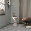 LeisureMod Fiberstone Side Table Round Accent End Table Echo Series in Cream