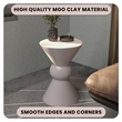 LeisureMod Fiberstone Side Table Round Accent End Table Echo Series in Cream