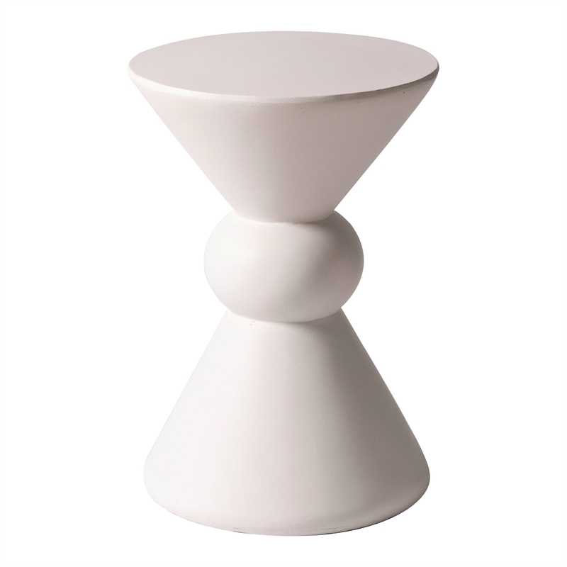 LeisureMod Fiberstone Side Table Round Accent End Table Echo Series in Cream
