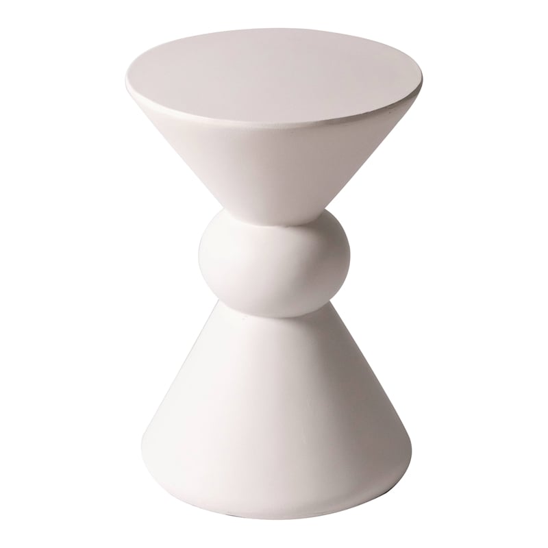 LeisureMod Fiberstone Side Table Round Accent End Table Echo Series in Cream