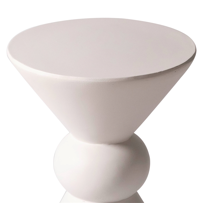 LeisureMod Fiberstone Side Table Round Accent End Table Echo Series in Cream