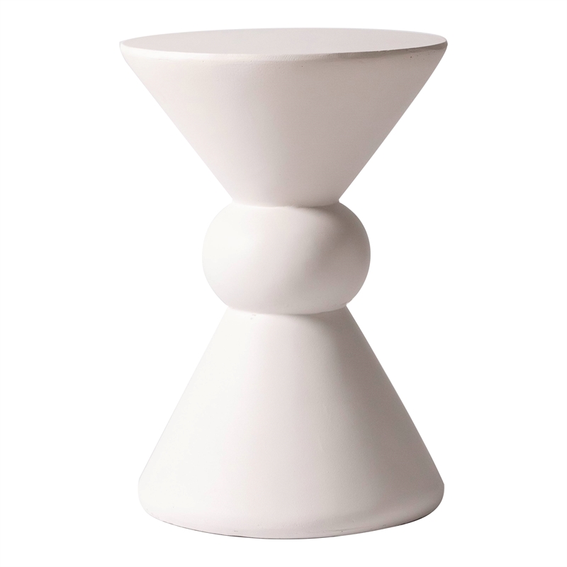 LeisureMod Fiberstone Side Table Round Accent End Table Echo Series in Cream
