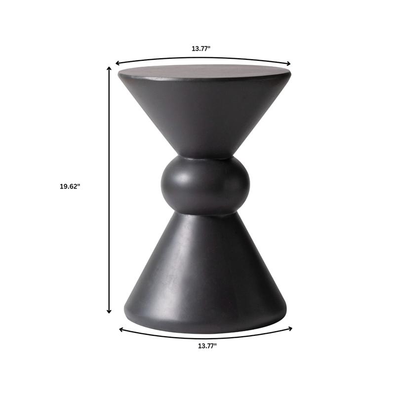 LeisureMod Fiberstone Side Table Round Accent End Table Echo Series in Dark Gray