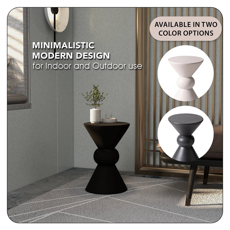 LeisureMod Fiberstone Side Table Round Accent End Table Echo Series in Dark Gray