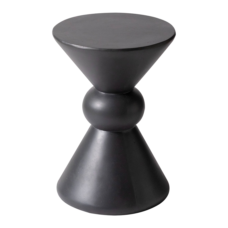 LeisureMod Fiberstone Side Table Round Accent End Table Echo Series in Dark Gray