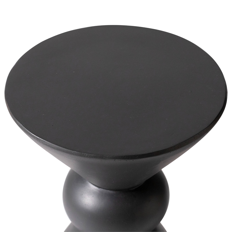 LeisureMod Fiberstone Side Table Round Accent End Table Echo Series in Dark Gray