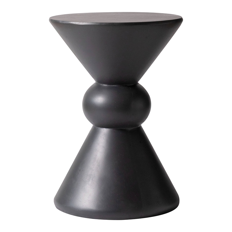 LeisureMod Fiberstone Side Table Round Accent End Table Echo Series in Dark Gray