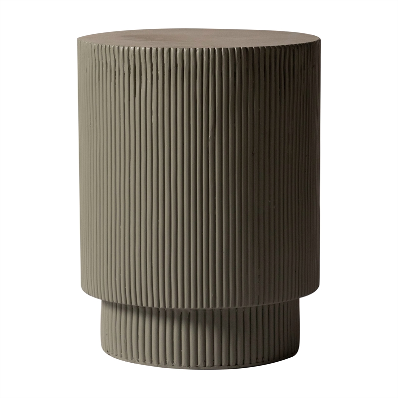 LeisureMod Fiberstone Side Table Round Accent End Table Eden Series in Gray