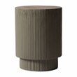LeisureMod Fiberstone Side Table Round Accent End Table Eden Series in Gray