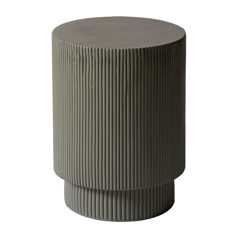 LeisureMod Fiberstone Side Table Round Accent End Table Eden Series in Gray
