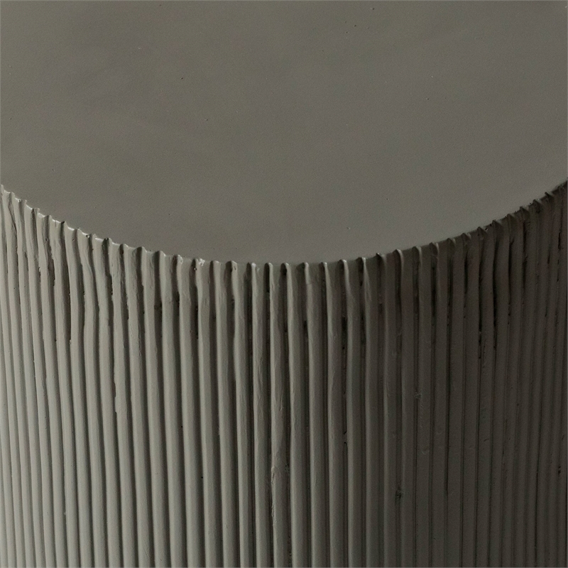 LeisureMod Fiberstone Side Table Round Accent End Table Eden Series in Gray