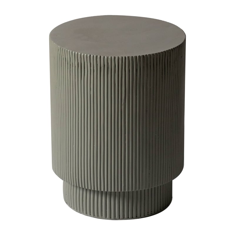 LeisureMod Fiberstone Side Table Round Accent End Table Eden Series in Gray