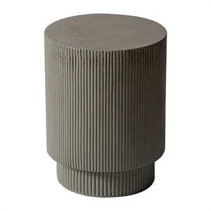 LeisureMod Fiberstone Side Table Round Accent End Table Eden Series in Gray