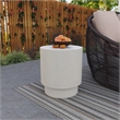 LeisureMod Fiberstone Side Table Round Accent End Table Eden Series in White