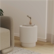 LeisureMod Fiberstone Side Table Round Accent End Table Eden Series in White