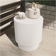 LeisureMod Fiberstone Side Table Round Accent End Table Eden Series in White