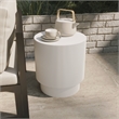 LeisureMod Fiberstone Side Table Round Accent End Table Eden Series in White
