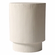 LeisureMod Fiberstone Side Table Round Accent End Table Eden Series in White