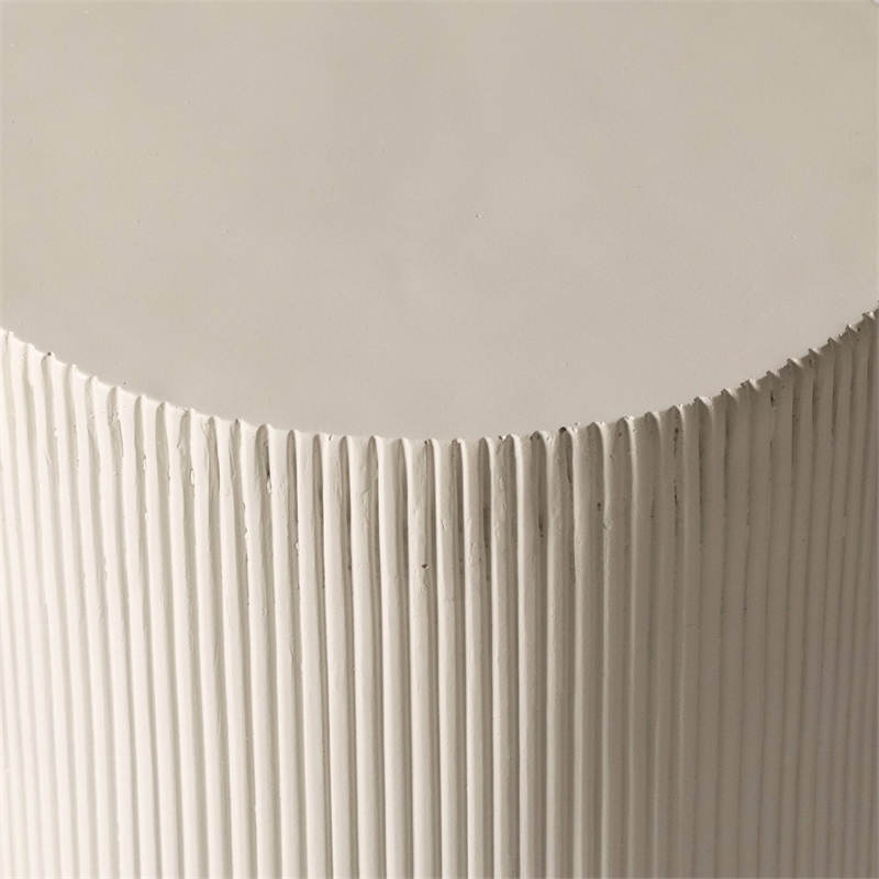 LeisureMod Fiberstone Side Table Round Accent End Table Eden Series in White
