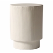 LeisureMod Fiberstone Side Table Round Accent End Table Eden Series in White