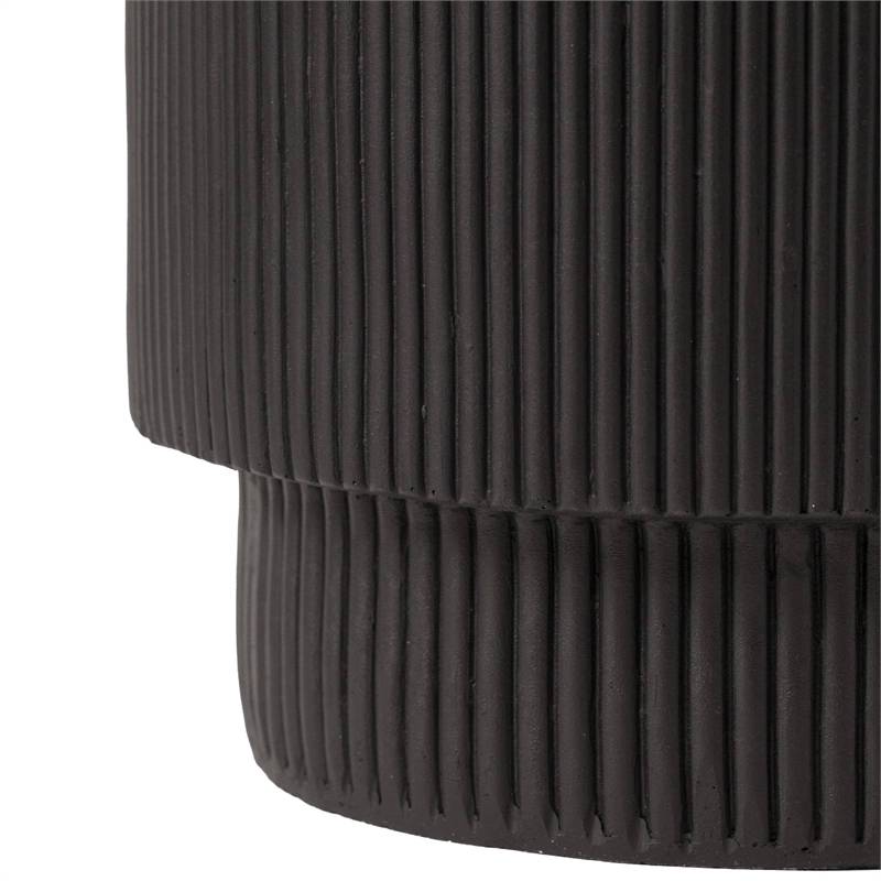 LeisureMod Fiberstone Side Table Round Accent End Table Eden Series in Black