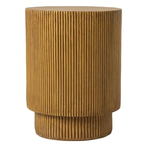 LeisureMod Fiberstone Side Table Round Accent End Table Eden Series in Brown