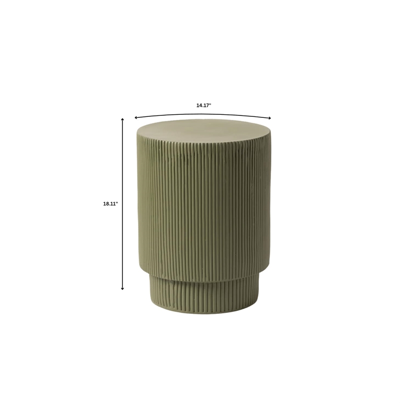 LeisureMod Fiberstone Side Table Round Accent End Table Eden Series in Green