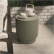 LeisureMod Fiberstone Side Table Round Accent End Table Eden Series in Green