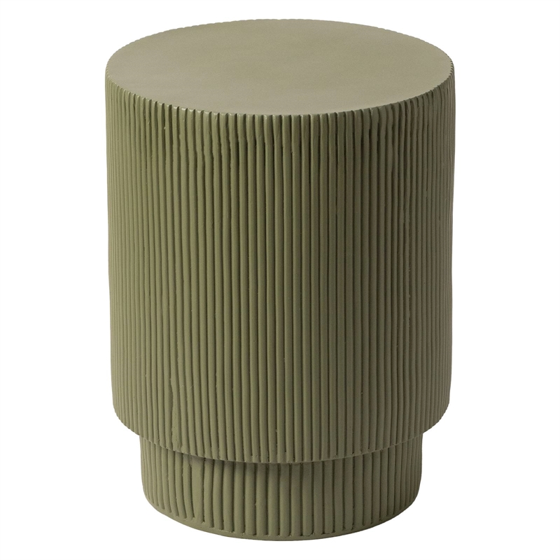 LeisureMod Fiberstone Side Table Round Accent End Table Eden Series in Green