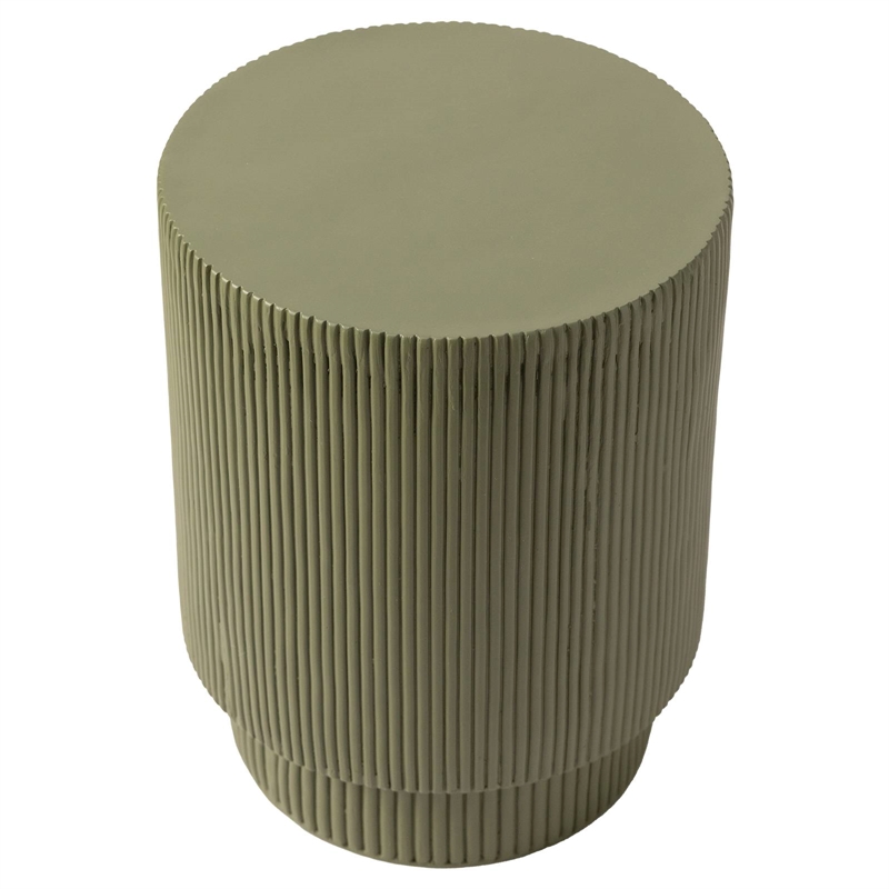 LeisureMod Fiberstone Side Table Round Accent End Table Eden Series in Green