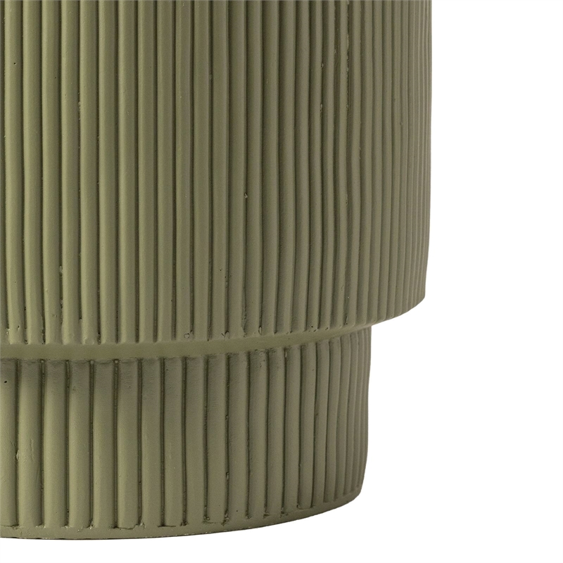 LeisureMod Fiberstone Side Table Round Accent End Table Eden Series in Green