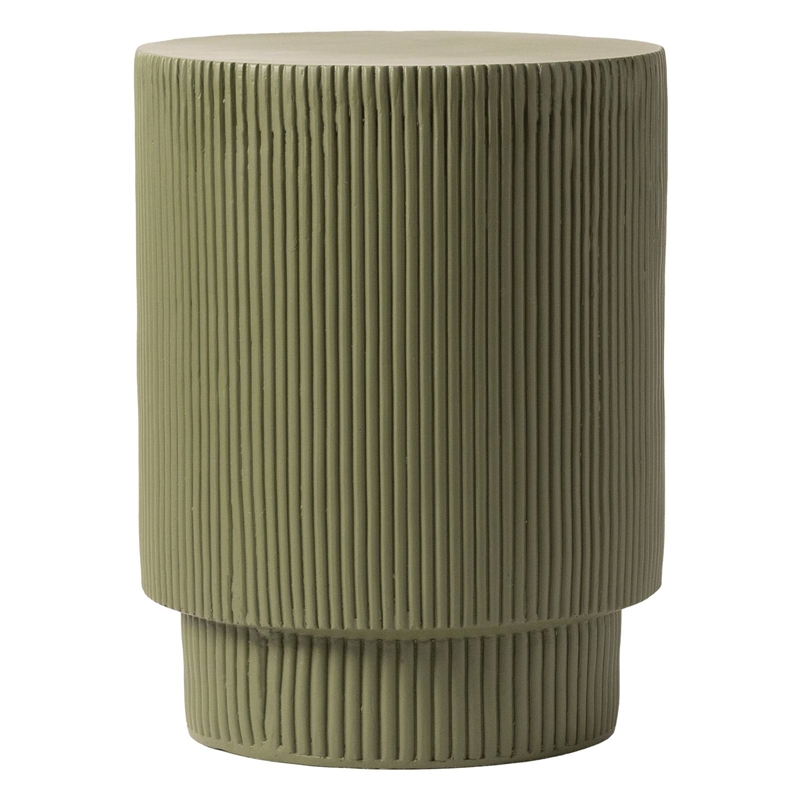 LeisureMod Fiberstone Side Table Round Accent End Table Eden Series in Green