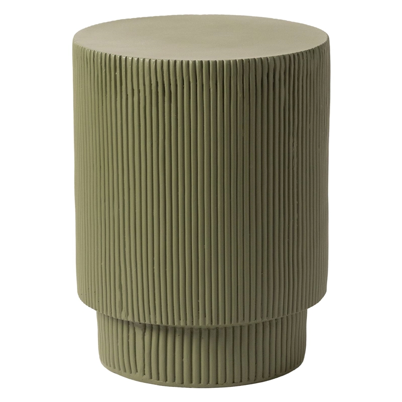 LeisureMod Fiberstone Side Table Round Accent End Table Eden Series in Green