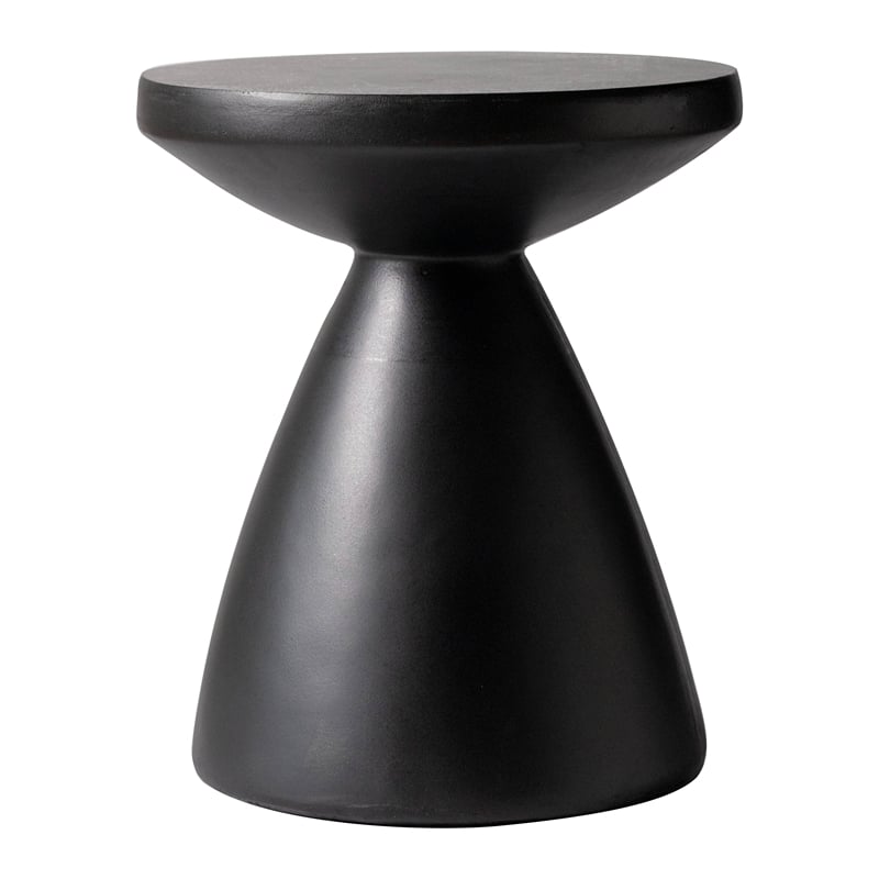 LeisureMod Fiberstone Side Table Round End Table Dune Series in Black
