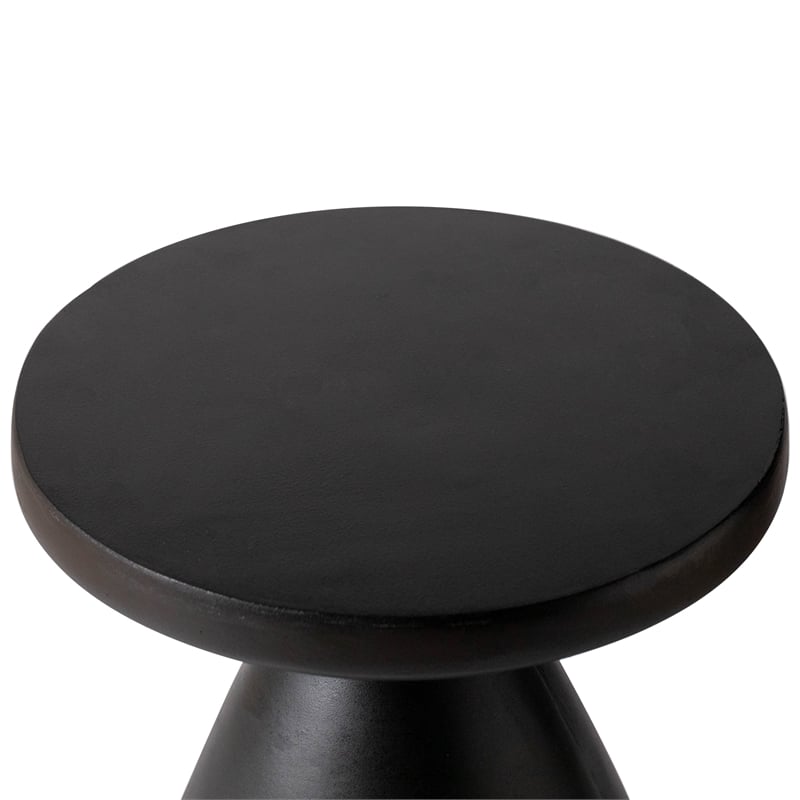LeisureMod Fiberstone Side Table Round End Table Dune Series in Black