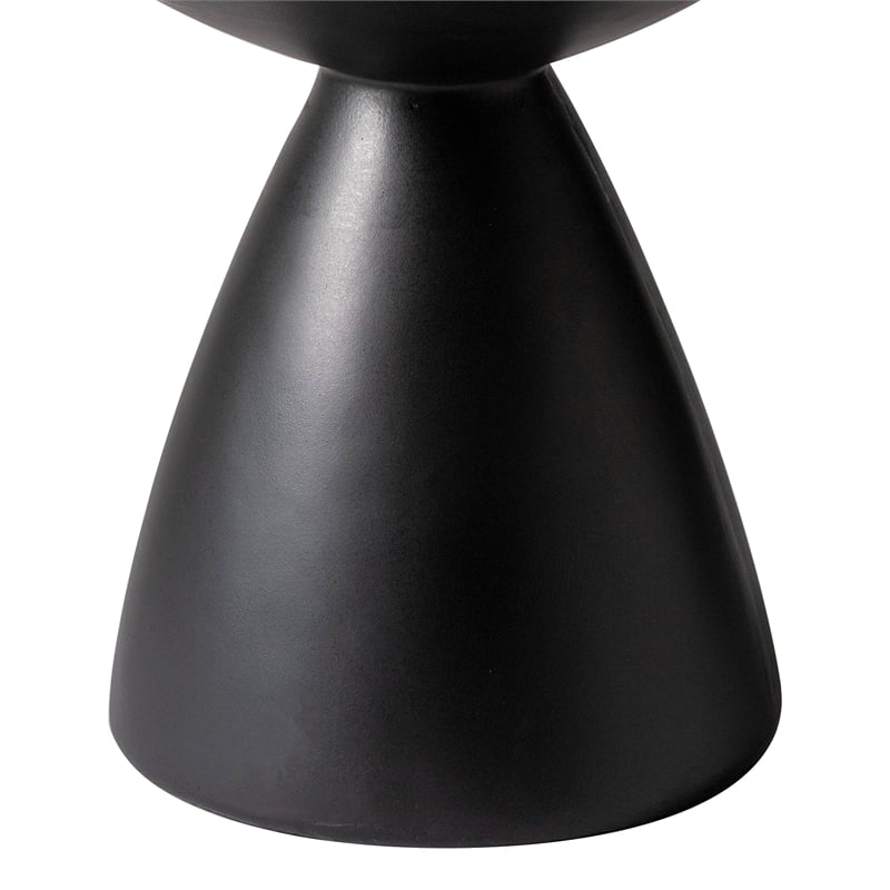 LeisureMod Fiberstone Side Table Round End Table Dune Series in Black