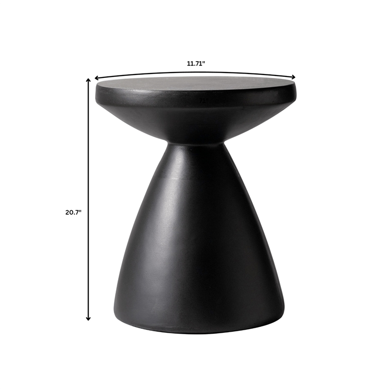 LeisureMod Fiberstone Side Table Round End Table Dune Series in Black
