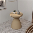 LeisureMod Fiberstone Side Table Round End Table Dune Series in Beige