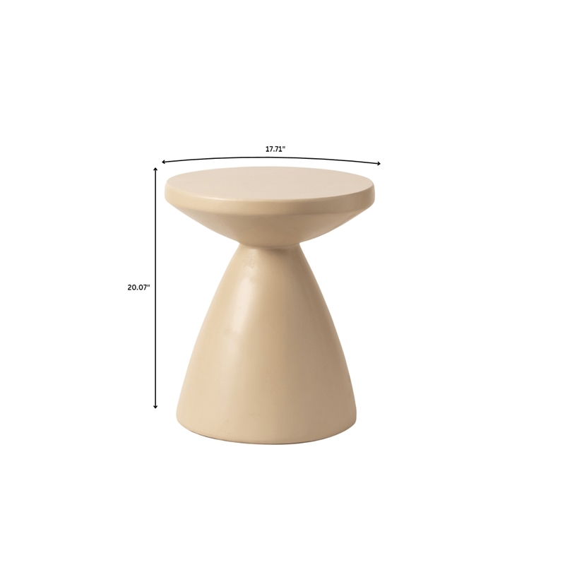 LeisureMod Fiberstone Side Table Round End Table Dune Series in Beige