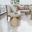 LeisureMod Fiberstone Side Table Round End Table Dune Series in Beige