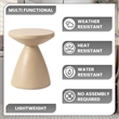 LeisureMod Fiberstone Side Table Round End Table Dune Series in Beige