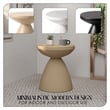 LeisureMod Fiberstone Side Table Round End Table Dune Series in Beige