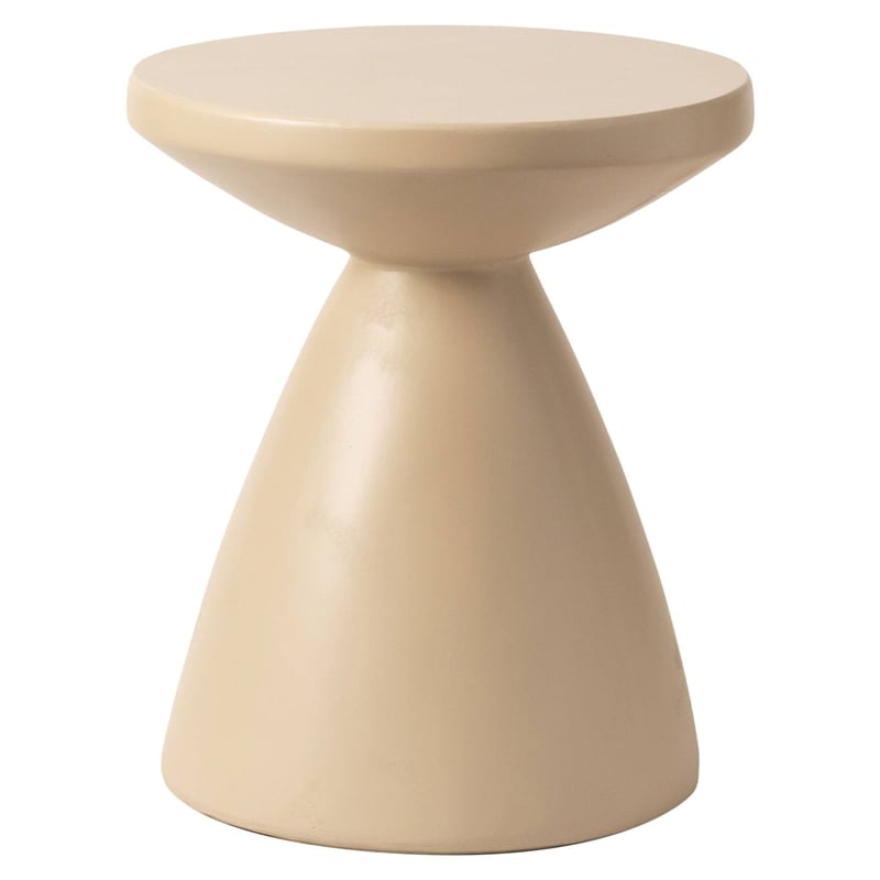 LeisureMod Fiberstone Side Table Round End Table Dune Series in Beige