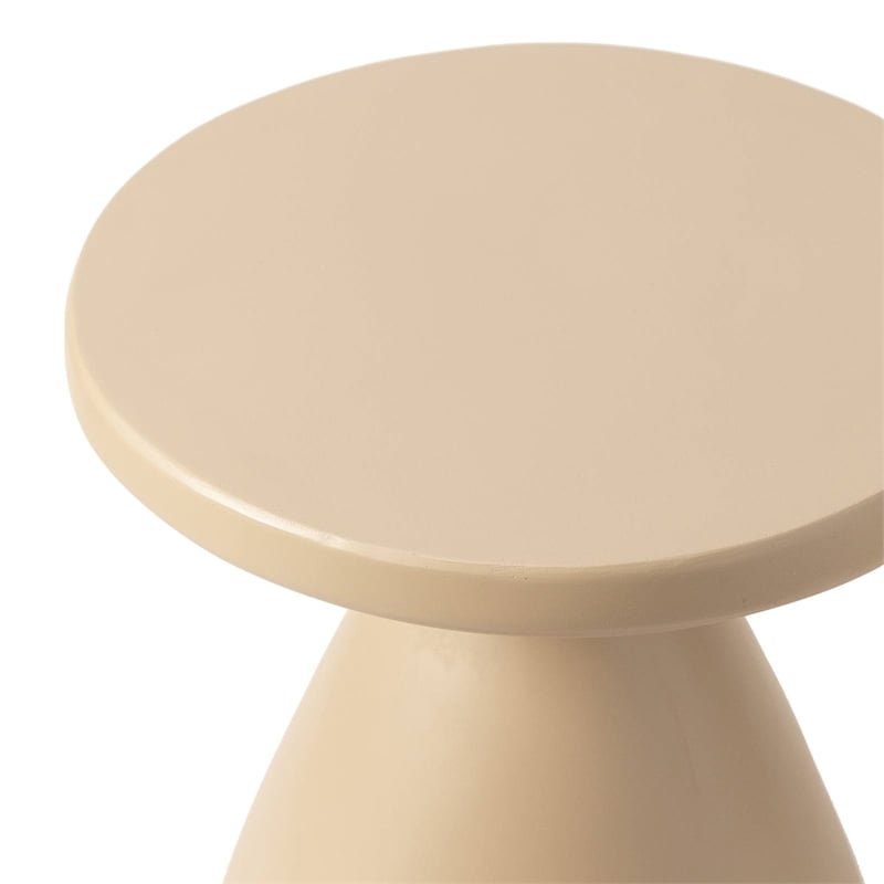 LeisureMod Fiberstone Side Table Round End Table Dune Series in Beige